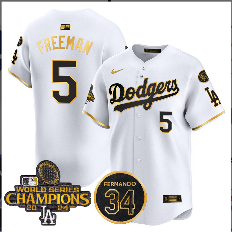 Men MLB Los Angeles Dodgers #5 Freeman white 2024 World Series Champions Patch Limited Jersey style 4->los angeles dodgers->MLB Jersey